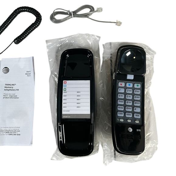 AT&T 210 Trimline Black Telephone Corded Lighted Keypad NWT 13 Number Memory - Picture 8 of 8